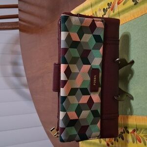 Fossil Burgundy Leather Multicolor  Wallet